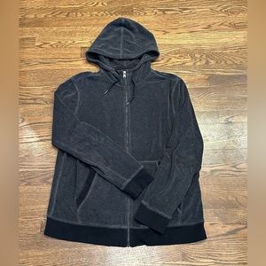 Men's Banana Republic Plush Terry Zip Up Hoodie. Charcoal gray. XL